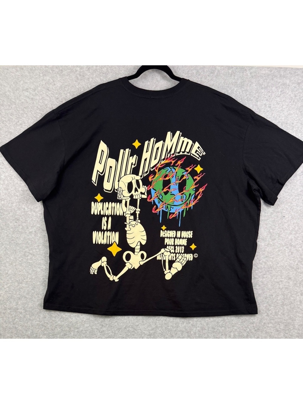 NWT BoohooMAN Roller Homme Graphic T-Shirt XXXL Black Streetwear Skeleton Tee